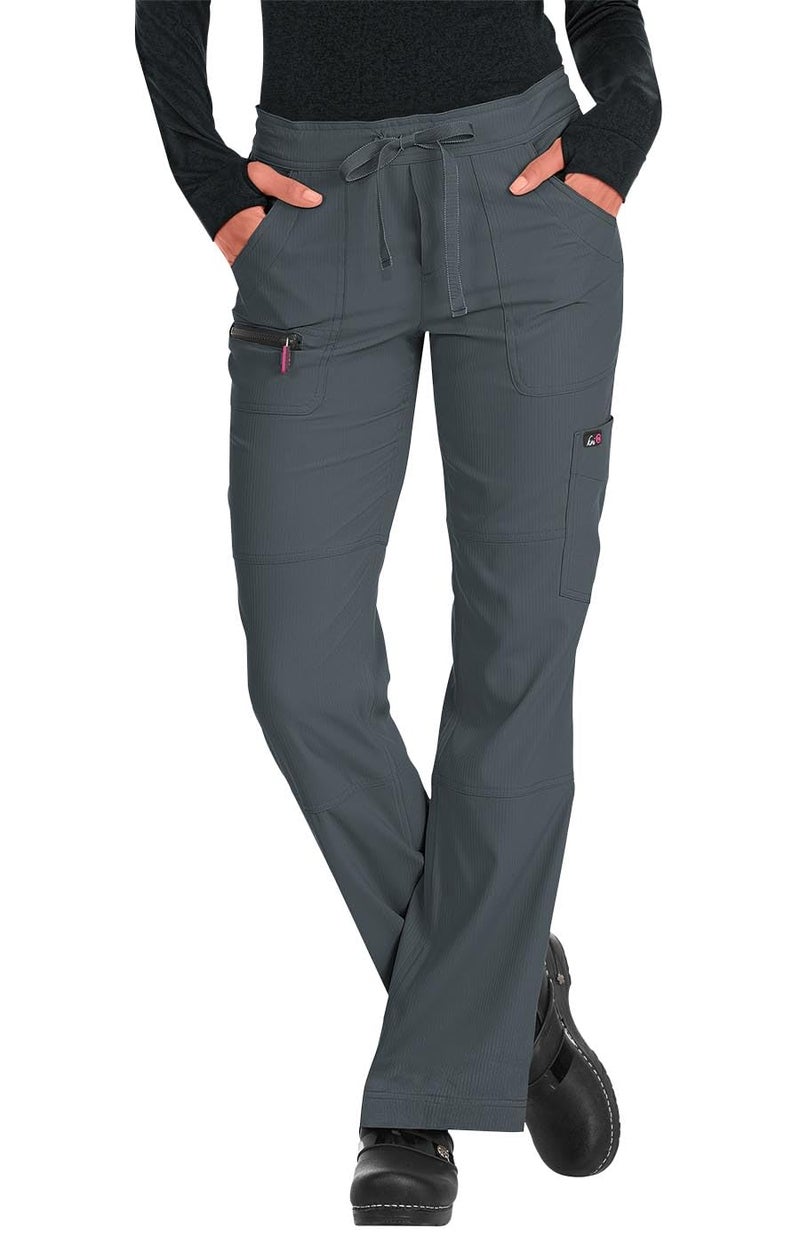 KOI Lite Peace Women's 6-Pocket Stretch Scrub Pants Charcoal Small - Image 1